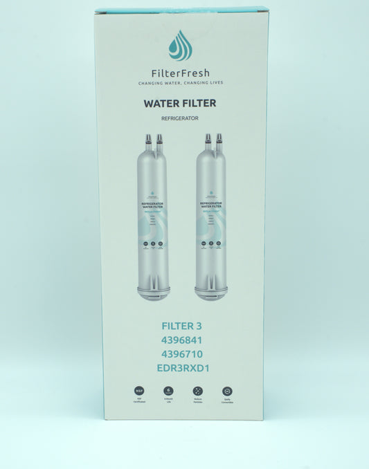 Refrigerator Water Filter 3 Replacement - Compatible with EDR3RXD1 4396841  4396710 - Fits Whirlpool  KitchenAid Models 2- Pack