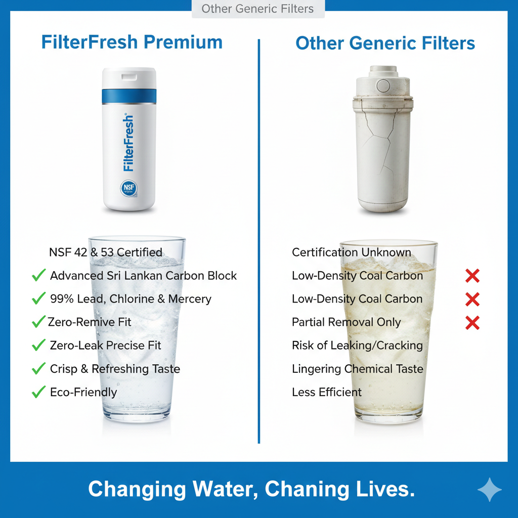 FilterFresh Premium Refrigerator Water Filter 1 – NSF Certified Replacement for EDR1RXD1, W10295370A - 2 Pack